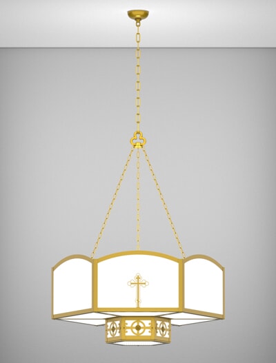 Antioch Series 2-Tier Large Pendant Church Lighting Fixture in California Gold Finish