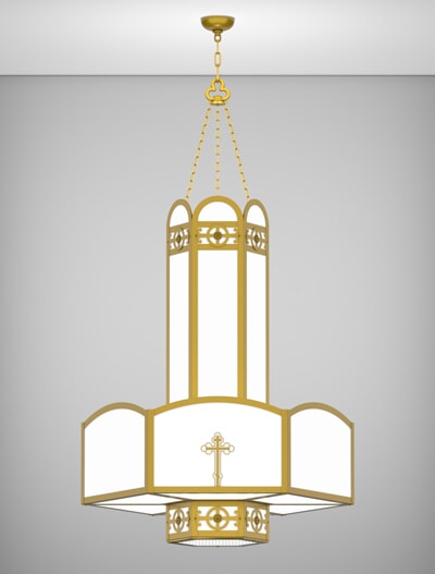 Antioch Series 3-Tier Large Pendant Church Lighting Fixture in California Gold Finish