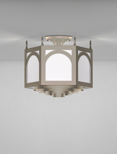 Charleston Series Ceiling Mount Church Lighting Fixture in Satin Nickel Finish
