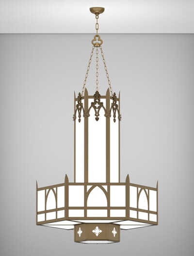 Easton Series 3-Tier Large Pendant Church Lighting Fixture in Medium Bronze Finish