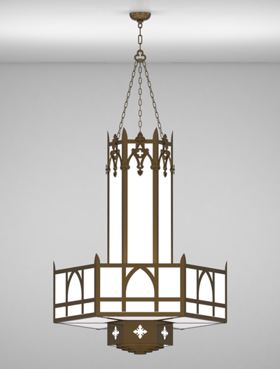 Easton Series 3-Tier Large Pendant Church Lighting Fixture in Medium Bronze Finish