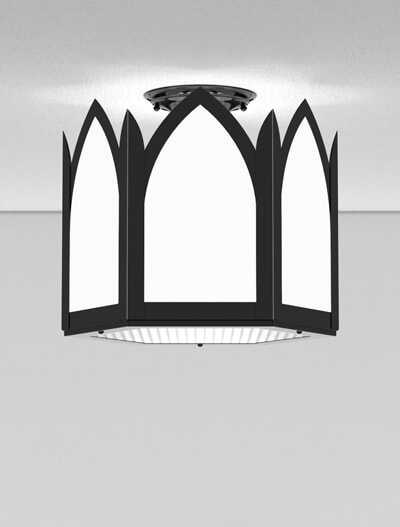 Gainesville Series Ceiling Mount Church Lighting Fixture in Semi-Gloss Black Finish