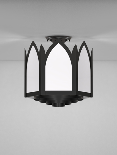 Gainesville Series Ceiling Mount Church Lighting Fixture in Semi-Gloss Black Finish