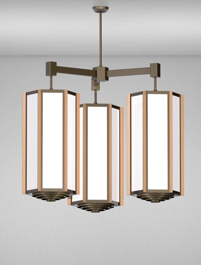 Hampton Series 3-Arm Cluster Pendant Church Lighting Fixture in Duranodic 313 Finish