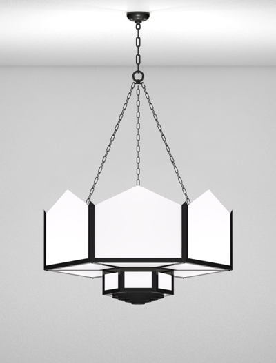 Hancock Series 2-Tier Large Pendant Church Lighting Fixture in Semi-Gloss Black Finish