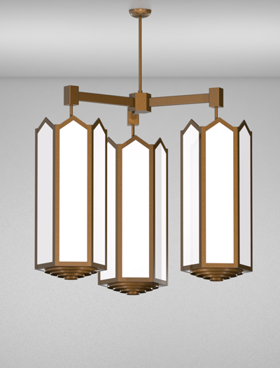Hammond Series 3-Arm Cluster Pendant Church Lighting Fixture in Nu Bronze Finish