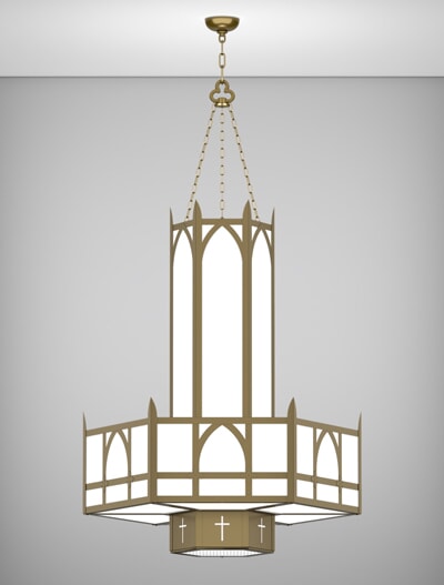 Hartford Series 3-Tier Large Pendant Church Lighting Fixture in Roman Gold Finish