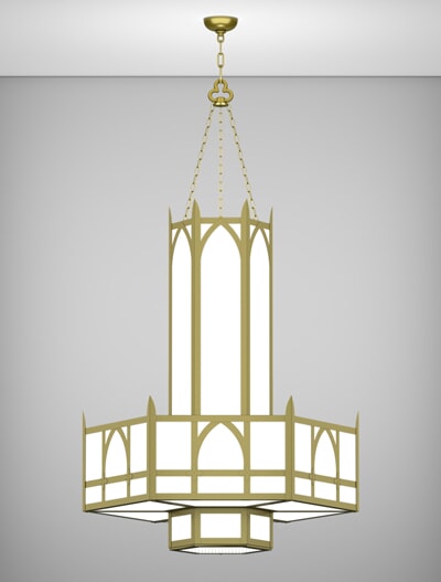Hagerstown Series 3-Tier Large Pendant Church Lighting Fixture in Satin Brass Finish