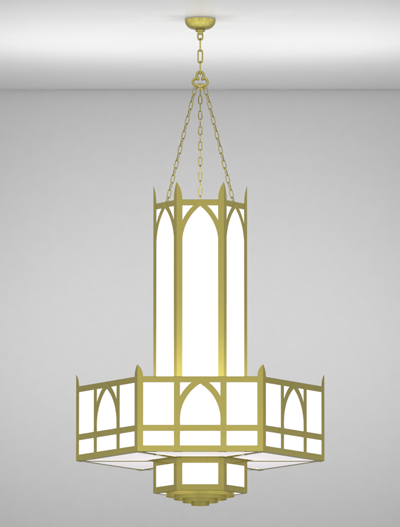 Hagerstown Series 3-Tier Large Pendant Church Lighting Fixture in Satin Brass Finish