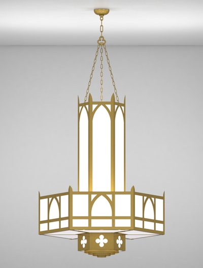 Ipswich Series 3-Tier Large Pendant Church Lighting Fixture in California Gold Finish