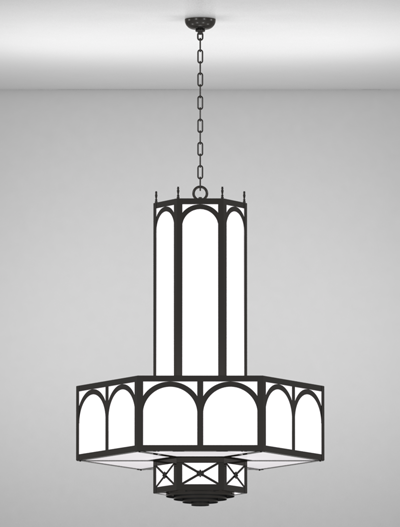 Jamestown Series 3-Tier Large Pendant Church Lighting Fixture in Semi-Gloss Black Finish