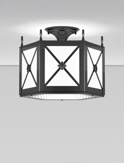 Jamestown Series Ceiling Mount Church Lighting Fixture in Semi-Gloss Black Finish
