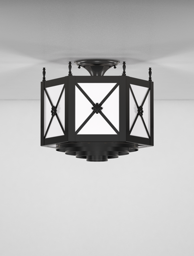 Jamestown Series Ceiling Mount Church Lighting Fixture in Semi-Gloss Black Finish