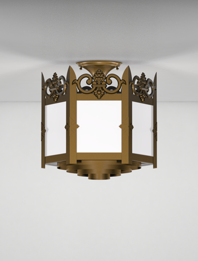 Lancaster Series Ceiling Mount Church Lighting Fixture in Medium Bronze Finish