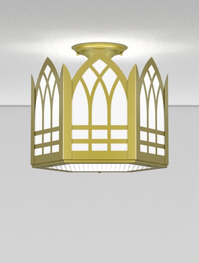 Norwich Series Ceiling Mount Church Lighting Fixture in Satin Brass Finish
