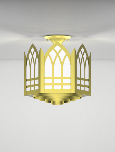 Norwich Series Ceiling Mount Church Lighting Fixture in Satin Brass Finish