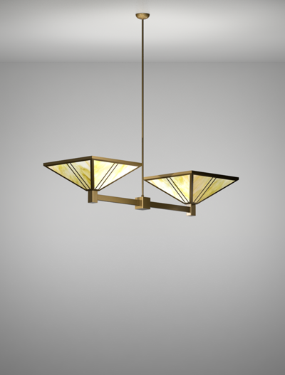 Oak Park Series 2-Arm Cluster Pendant Church Lighting Fixture in Roman Gold Finish