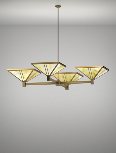 Oak Park Series 4-Arm Cluster Pendant Church Lighting Fixture in Roman Gold Finish