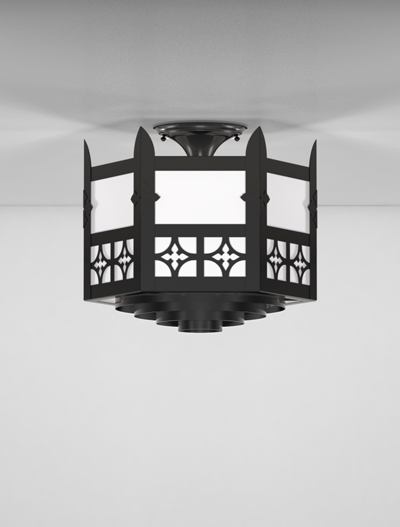 Oxford Series Ceiling Mount Church Lighting Fixture in Semi-Gloss Black Finish