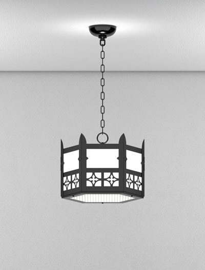 Oxford Series Short Pendant Church Lighting Fixture in Semi-Gloss Black Finish