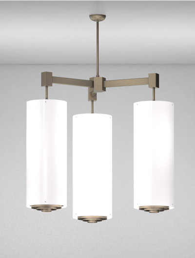 Pasadena Series 3-Arm Cluster Pendant Church Lighting Fixture in Satin Nickel Finish