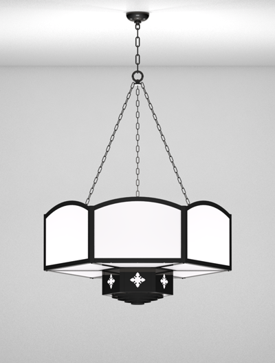 Randolph Series 2-Tier Large Pendant Church Lighting Fixture in Semi-Gloss Black Finish