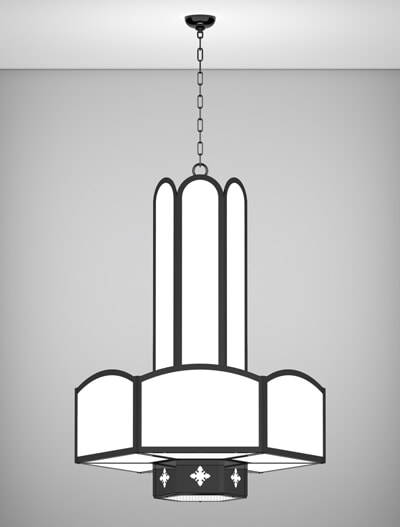 Randolph Series 3-Tier Large Pendant Church Lighting Fixture in Semi-Gloss Black Finish