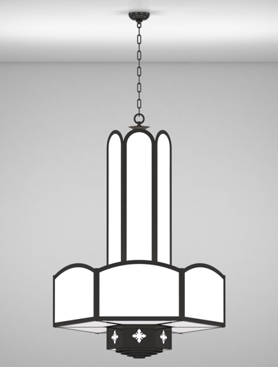 Randolph Series 3-Tier Large Pendant Church Lighting Fixture in Semi-Gloss Black Finish