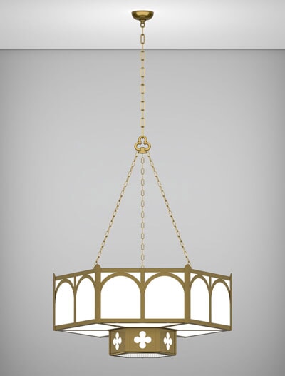Roselle Series 2-Tier Large Pendant Church Lighting Fixture in Roman Gold Finish