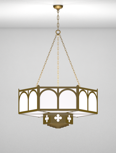 Roselle Series 2-Tier Large Pendant Church Lighting Fixture in Roman Gold Finish