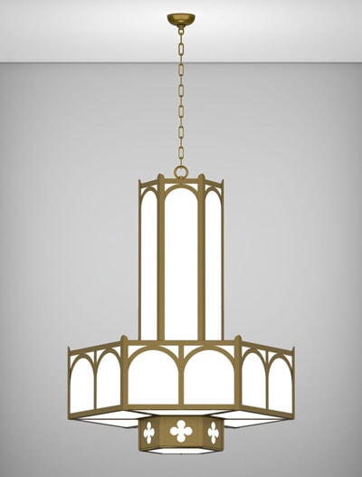 Roselle Series 3-Tier Large Pendant Church Lighting Fixture in Roman Gold Finish