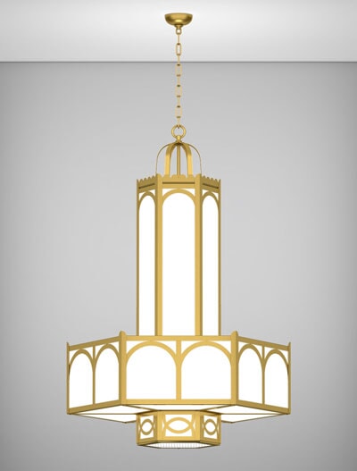 Rockingham Series 3-Tier Large Pendant Church Lighting Fixture in California Gold Finish