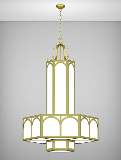 Raleigh Series 3-Tier Large Pendant Church Lighting Fixture in Satin Brass Finish