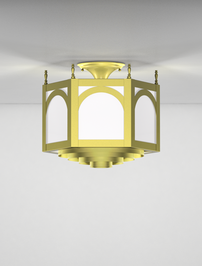 Raleigh Series Ceiling Mount Church Lighting Fixture in Satin Brass Finish