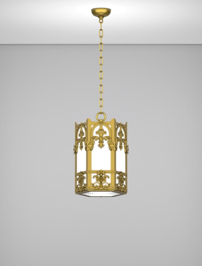 Romanesque Series Intermediate Pendant Church Lighting Fixture in California Gold Finish