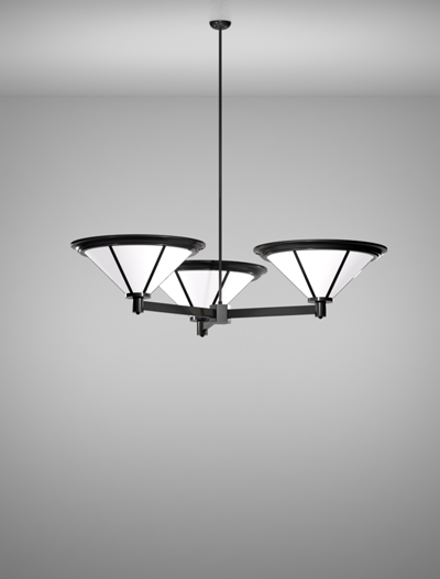 Spokane Series 3-Arm Cluster Pendant Church Lighting Fixture in Semi-Gloss Black Finish