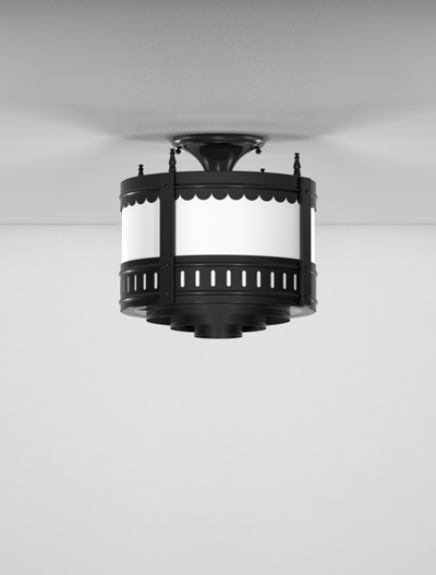 Savannah Series Ceiling Mount Church Lighting Fixture in Semi-Gloss Black Finish