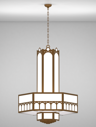 Taos Series 3-Tier Large Pendant Church Lighting Fixture in Nu Bronze Finish