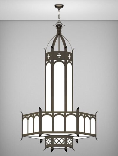 Venice Series 3-Tier Large Pendant Church Lighting Fixture in Oil Rubbed Bronze Finish