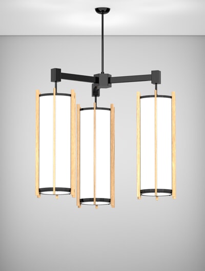 Winston Series 3-Arm Cluster Pendant Church Lighting Fixture in Semi-Gloss Black Finish