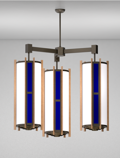Winchester Series 3-Arm Cluster Pendant Church Lighting Fixture in Duranodic 313 Finish