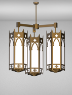 Cambridge Series 3-Arm Cluster Pendant Church Light Fixture